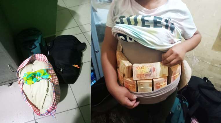 Una mujer ocultaba dinero adherido en su cuerpo/Foto: Policía Boliviana