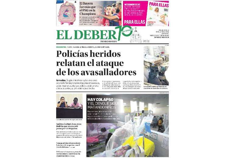 Foto premiada de Juan Carlos Torrejón, en portada de EL DEBER