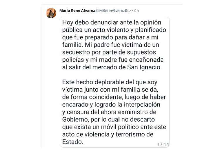 Creemos lamenta atentados a los padres de María René Álvarez