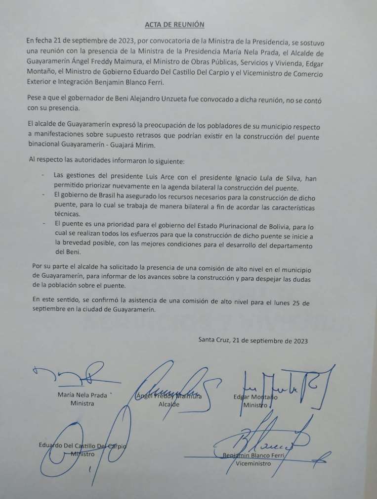 Acuerdo firmado entre autoridades
