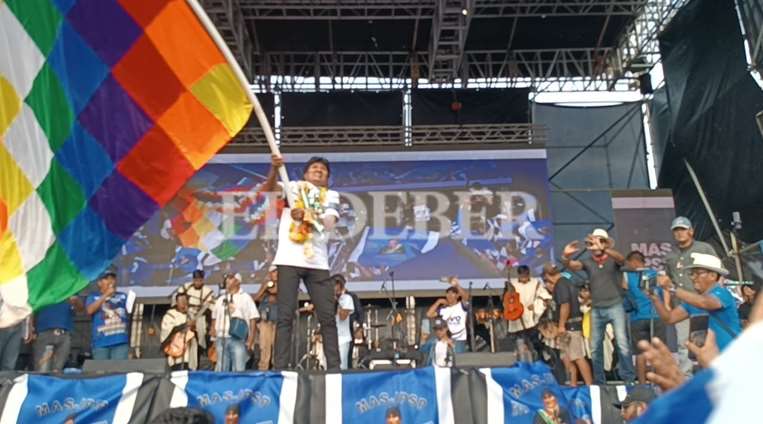 Evo Morales durante los festejos por el 29 aniversario del MAS en Yapacaní/Soledad Prado