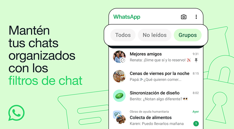Filtros de chats potenciados con IA. Litrato: WhatsApp.