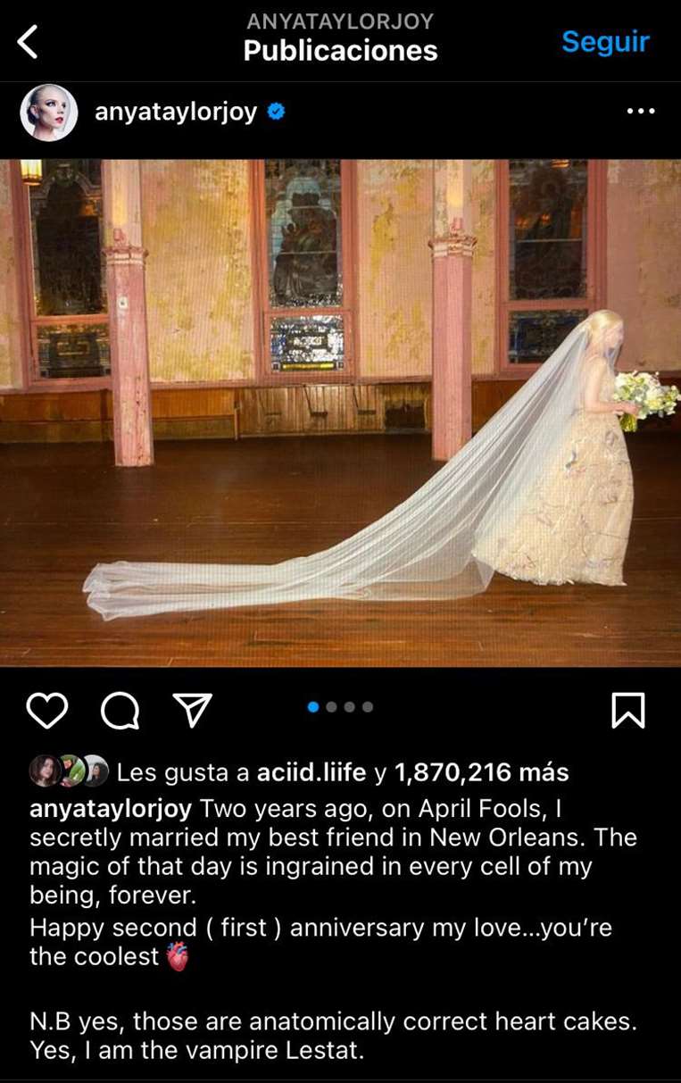 La actriz recordó el momento a través de Instagram.