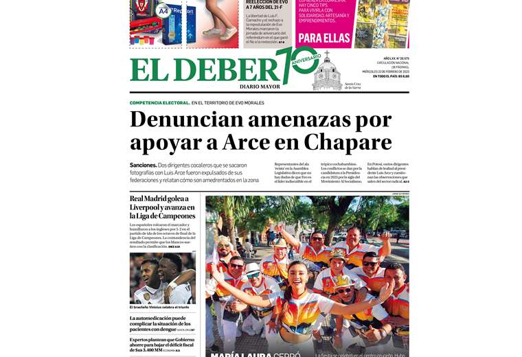 Portada EL DEBER 22 de febrero