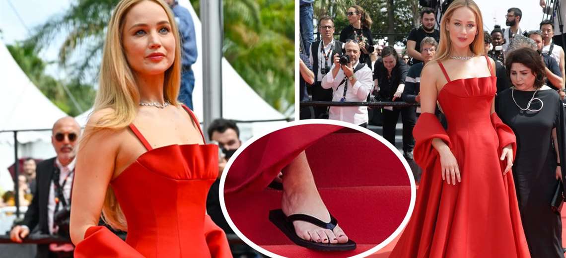 Jennifer Lawrence es la reina del festival de Cannes pisando la alfombra  roja en chanclas: cinco