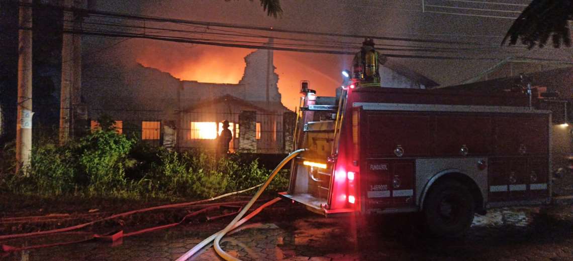 A large-scale fire consumes the sheds of a plastics factory in the Industrial Park