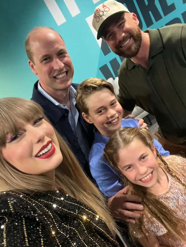 Taylor Swift, Travis Kelce, el príncipe Guillermo y sus hijos Charlotte y George