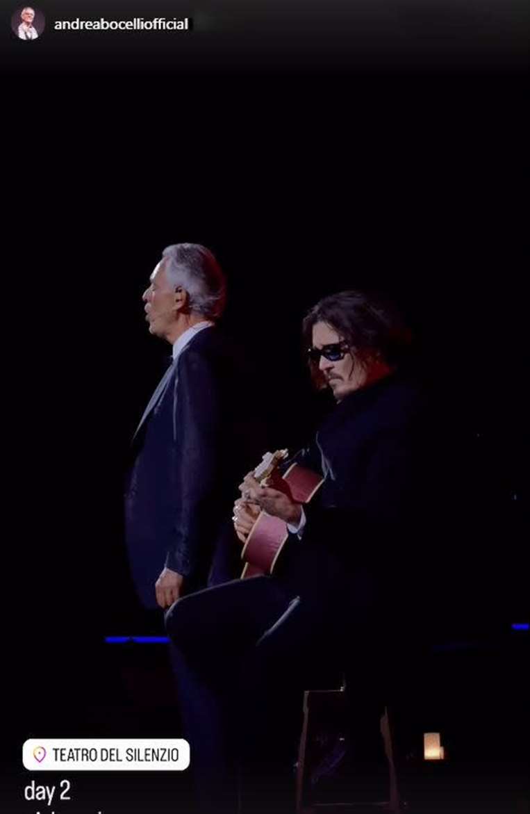 Will Smith y Johnny Depp en el concierto de Andre Bocelli