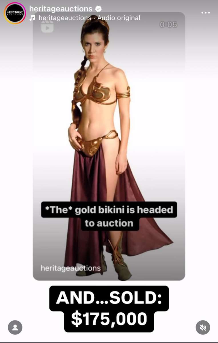 El bikini fue utilizado en la entrega de El retorno del Jedi