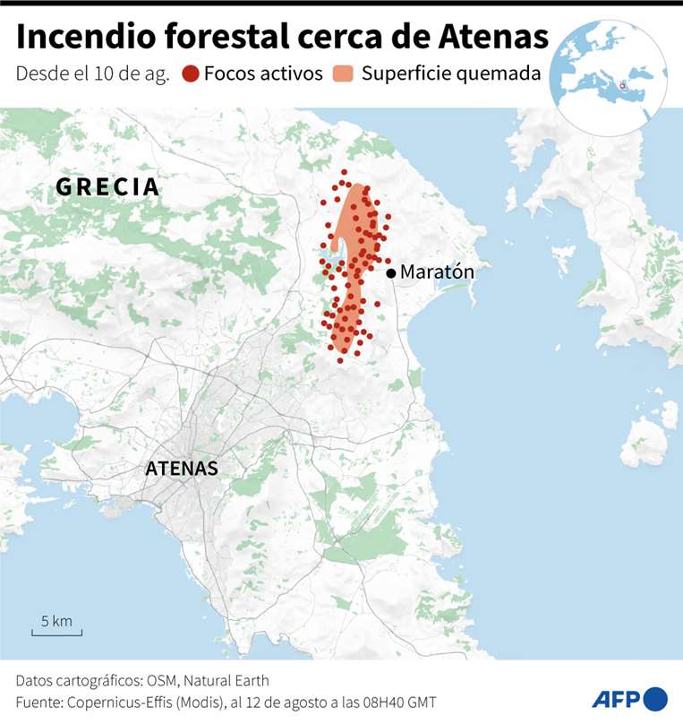 Incendios Forestales en Grecia / Infografía: AFP