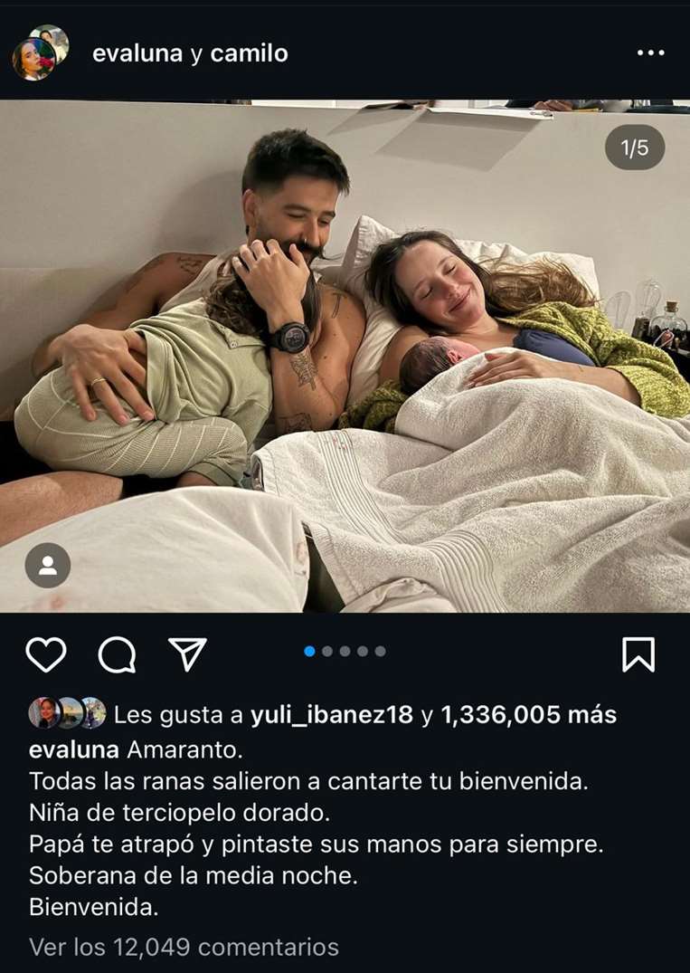 Evaluna y Camilo dieron la noticia del nacimiento a través de Instagram.