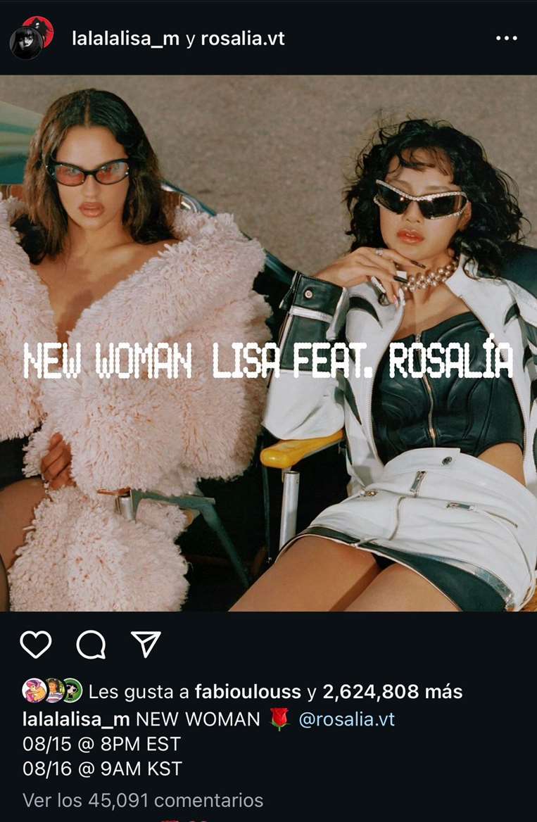 Rosalía junto a Lisa anuncian una colaboración.