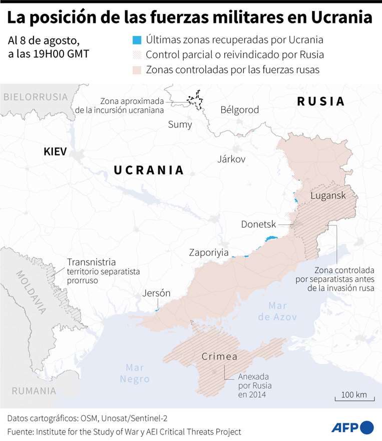 Posición de las Fuerzas militares en Ucrania / Infografía: AFP