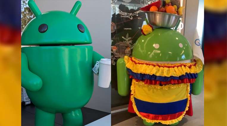 Andy, el bugdroid sin disfraz y con el traje de palenquera