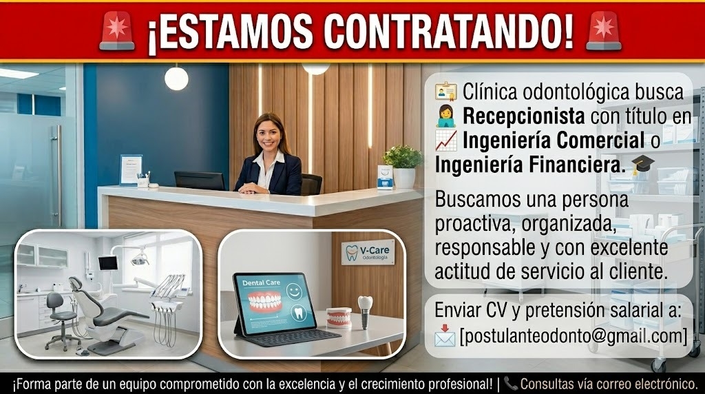 ¡ESTAMOS CONTRATANDO RECEPCIONISTA!